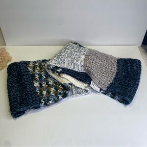 Sonoma NWT Knit SuperCozy Infinity Scarf Blue White Tan Grey One Size